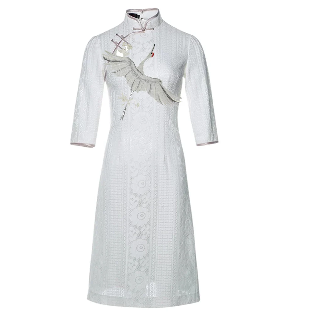 1 шт. изысканной вышивкой японского журавля птицы аппликация милый ангел мальчик