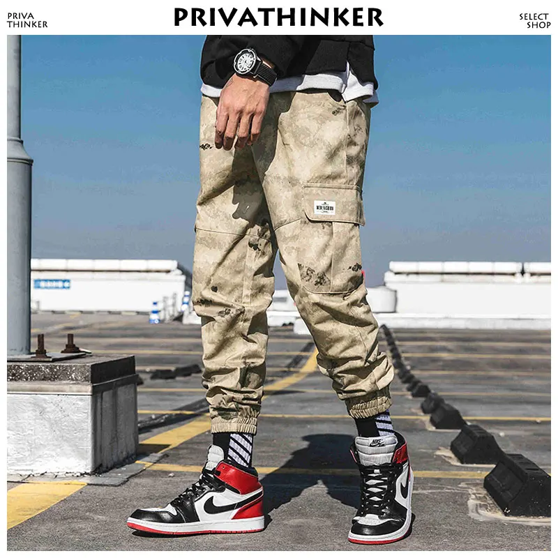 Privathinker, камуфляжные брюки, мужские брюки карго,, мужские, s, хип-хоп, с карманами, длина до щиколотки, штаны, мужская Японская уличная одежда, брюки, 3XL