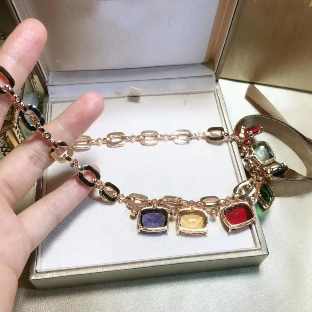 3A cubic Zircon crystal stone geometric necklace designer dinner party jewelry female bijoux for women | Украшения и аксессуары