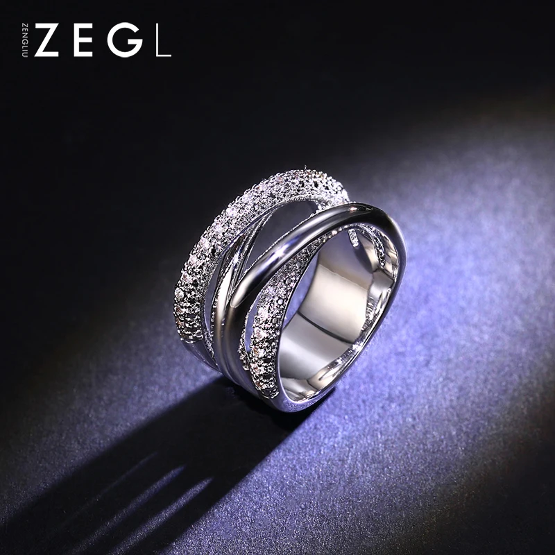 Женское кольцо ZEGL с тремя указательными пальцами романтическое цирконием