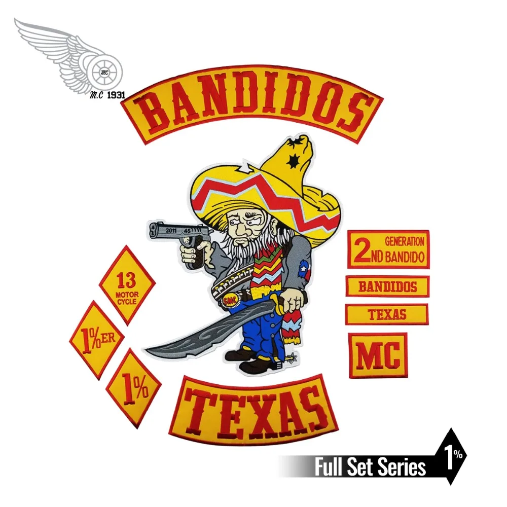 Bandidos байкеров рокер патчи Mc мотоциклетные байкерские Техас куртка набор патчей