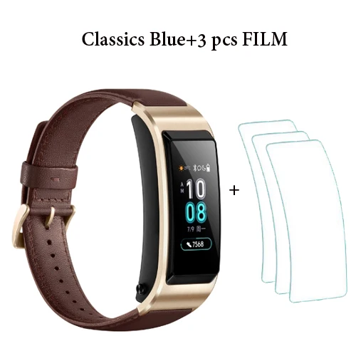 Huawei Smartband huawei TalkBand B5 умный Браслет трекер сердечного ритма вызов с Bluetooth Сенсорный экран монитор сна - Цвет: Brown add 3pcs film