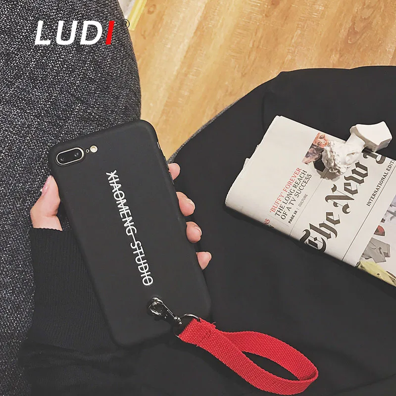 LUDI Корейский простой черный и красный чехол на запястье для iPhone X 8 7 7plus Мягкий Pro-TPU