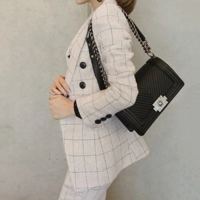 Женский офисный костюм деловой в клеточку с комплект 2 шт.|two-piece suit women|two-piece suitsuit