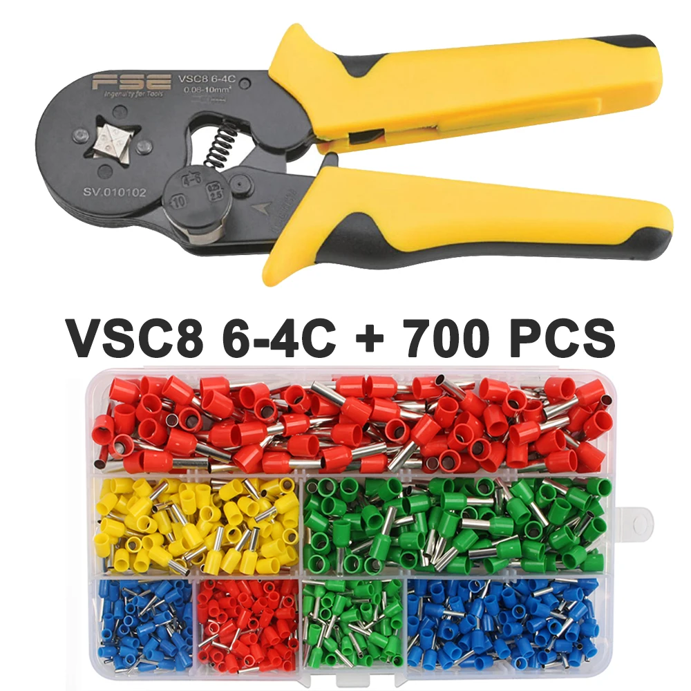 Crimping pliers VSC8 10-6A 6-4C VSC9 16-4A 0.08-16mm2 26-5AWG for tube type needle type terminal manual adjustable tools - Цвет: VSC8 6-4C 700 PCS