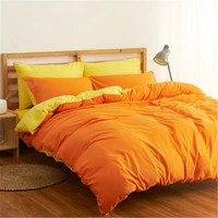 modern and simple two color suture polyester bedding set 4pcs duvet cover bed sheets pillowcases