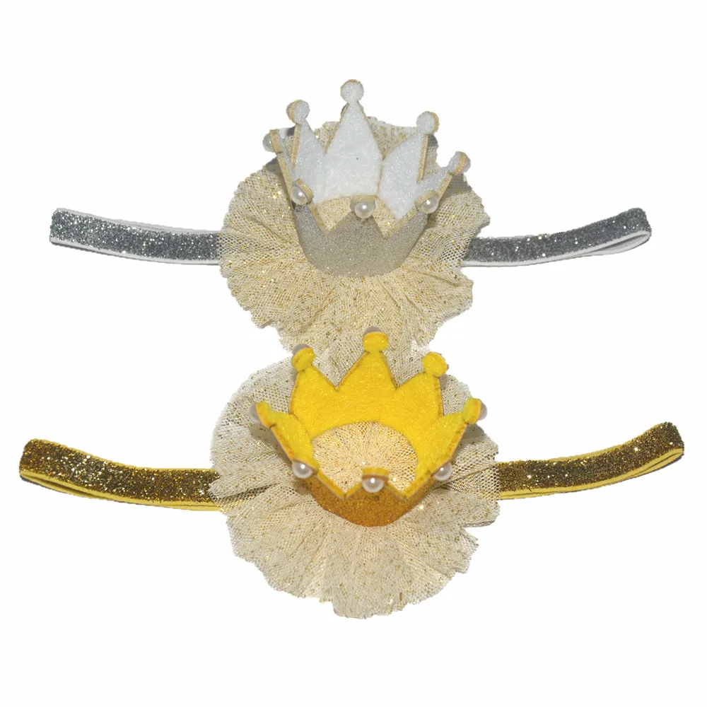 24 шт./лот Оптовая продажа Повязка на голову для новорожденных Блестящая корона