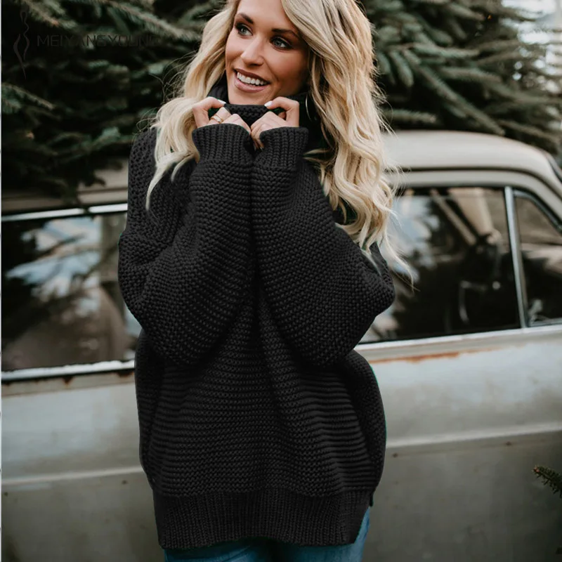 2018 women winter knitted sweater casual office lady turtleneck pullover female red khaki black long sleeve fashion clothes | Женская