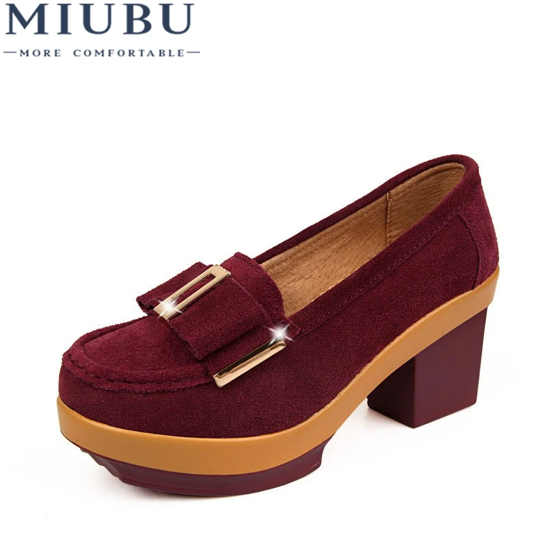 MIUBU/женские туфли-лодочки Обувь на платформе Замшевая обувь с металлической