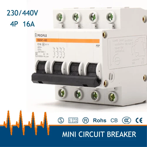

DZ47-63 4P 16A low voltage MCB household circuit breakers