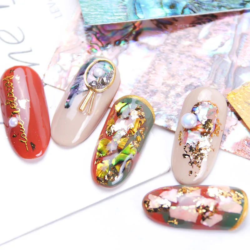 1 шт. Морская раковина Abalone наклейки для дизайна ногтей Русалочка 3D чешуйчатая