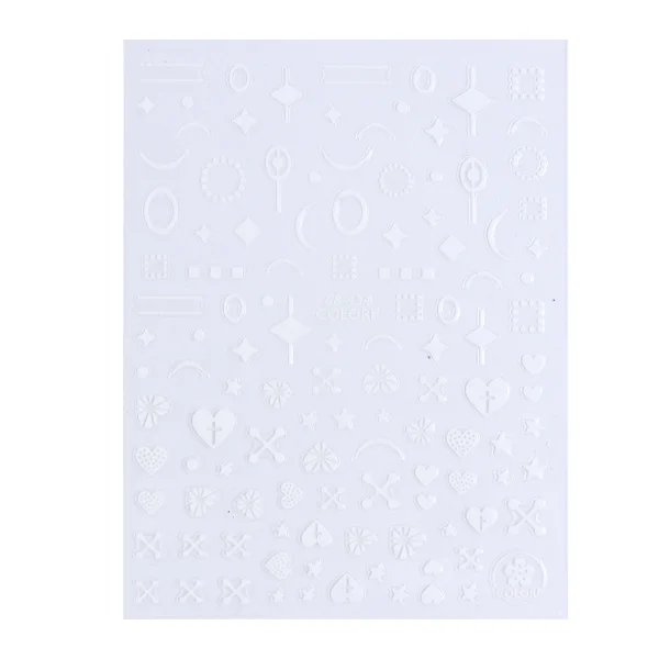 CB134 White 3D наклейки со звездами и цветами, наклейки для ногтей, клейкие накладки, черно-белые буквы, слайдер для дизайна ногтей, 3D аксессуары, украшения CHCB133-141 - Цвет: CB134 White