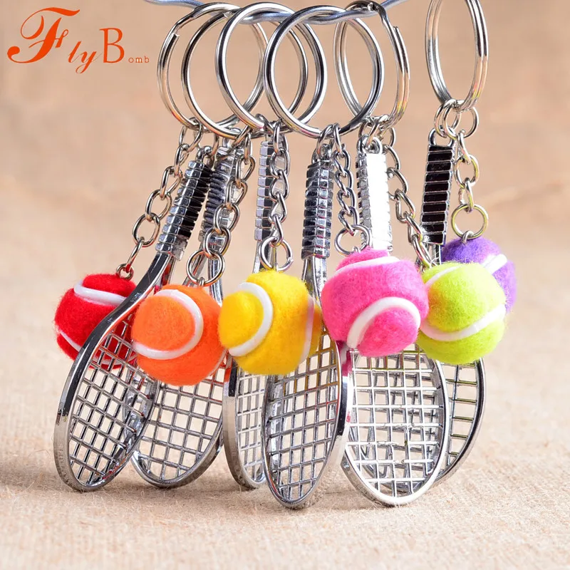 Mini Metal Tennis Racket Souvenir Cute Tenis Racquet Ball Key chain Sports Chain Car Bike Keyring Simulation Gift L770|racket ball|gift giftsgift