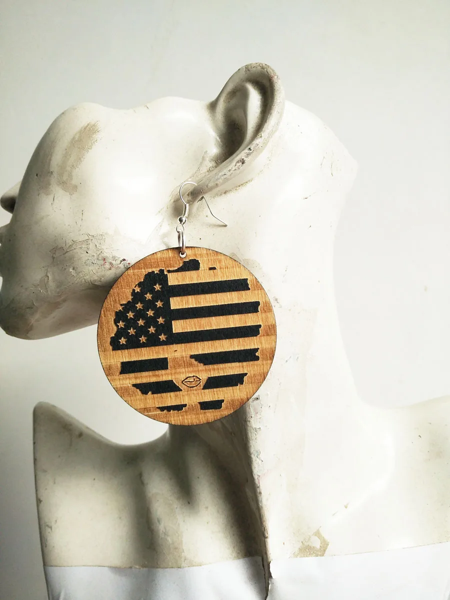 Бесплатная Доставка! Африканские американские деревянные серьги для девочек