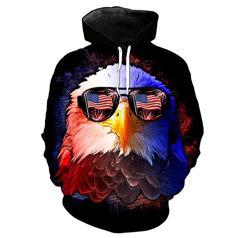 ConMotion Flying Flag Eagle Fashion Blue Hooded Sweatshirt Fall Pullover EUR SIZE | Мужская одежда