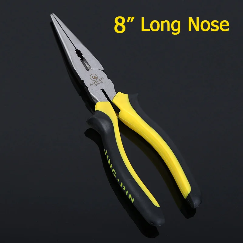 Long Nose 8 inch AUBON электрик плоскогубцы провода кабельный резак сантехника длинный нос/плоский нос/диагональные плоскогубцы " /8" Длина 1 шт - Цвет: Long Nose 8 inch