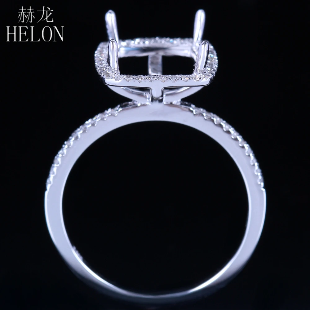 

HELON 8x10mm Cushion Semi Mount Ring Setting Solid 14K Rose Gold Engagement 0.23ct Diamond Ring Women Exquisite Trendy Jewelry