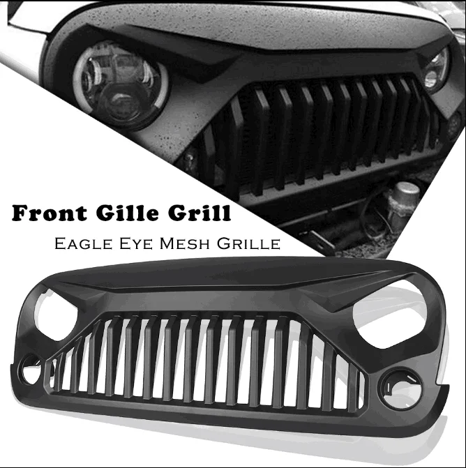 Передняя решетка для Jeep Wrangler III JK неограниченное 2007 2008 2009 2010 2011 2012 2013 Авто Запчасти