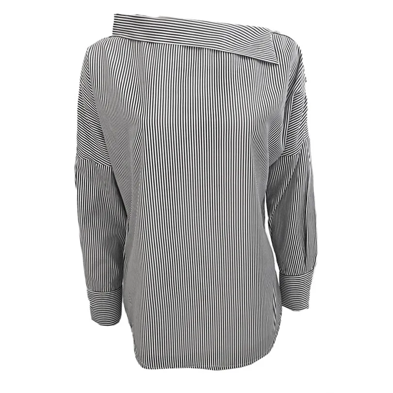 Женская рубашка в полоску с открытыми плечами без бретелек|blouses plus|blouse offcasual blouse |