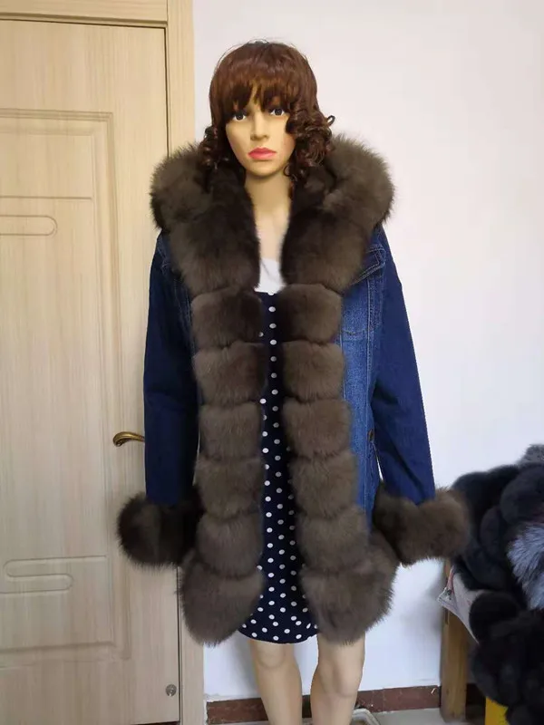 Женская парка с меховым капюшоном зимняя мехом кролика пальто лисьим женские