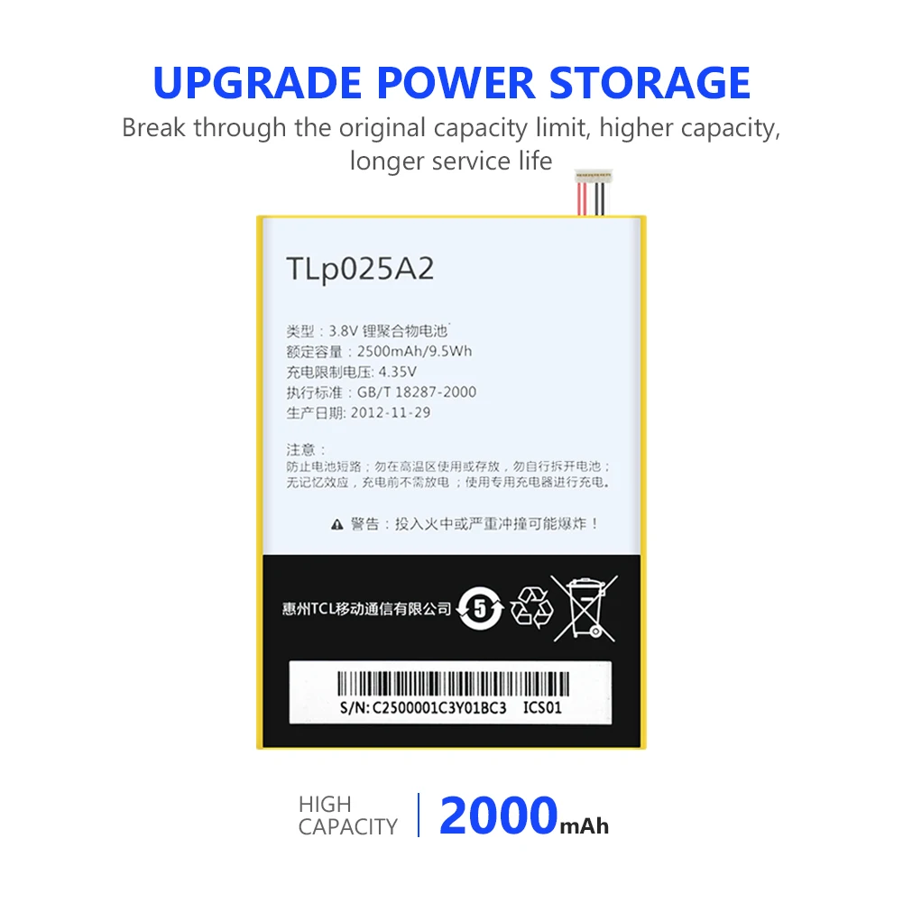 Аккумулятор TLp025A2 2500 мАч для Alcatel One Touch Pop 3 (5 5) литий полимерный Мобильный телефон с