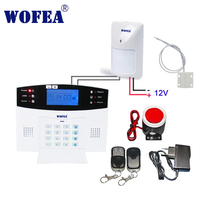Wofea ЖК-дисплей беспроводной проводной бруглар GSM сигнализация системы домашней безопасности домофон w проводной датчик типа - Цвет: Слоновая кость