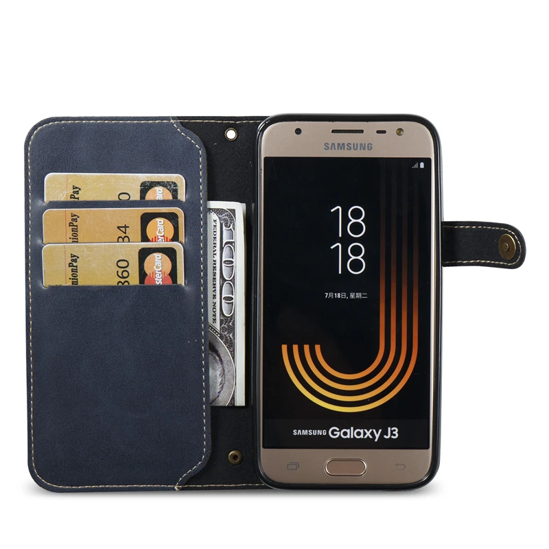 Coque люкс Ретро случай для Samsung Galaxy J3 2017 Флип Бумажник искусственная кожа задняя