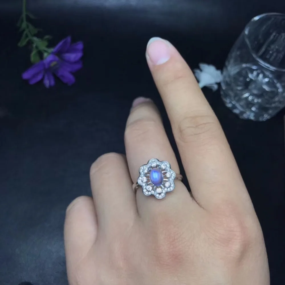 Uloveido регулируемое розовое золото цвет натуральный лунный камень синего цвета