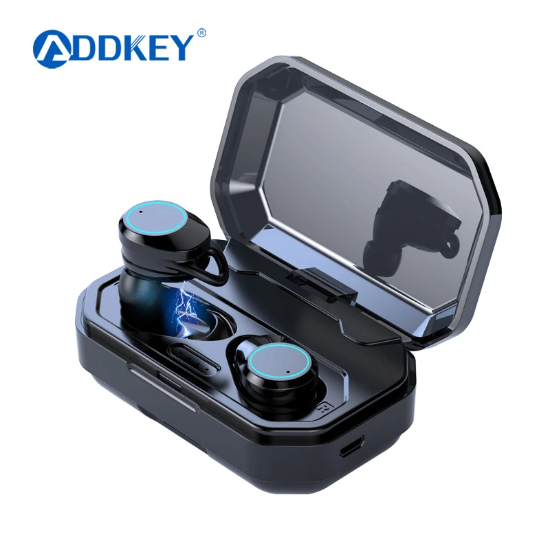 

ADDKEY TWS Wireless Headphones Bluetooth 5.0 Earphones IPX7 Waterproof Headset Fingerprint Touch Earphone 3000 mAh Charging Box