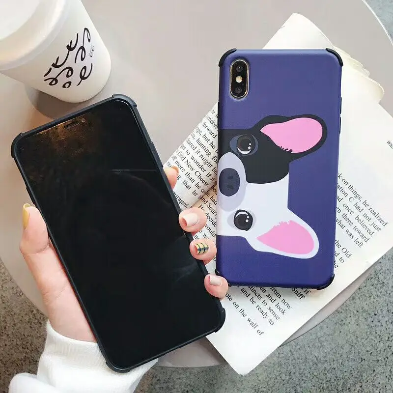 Kuutti Squishy Cool Blue Red Dog Printing Couple Friends Phone Cases for iPhone 6 6s 7 8 Plus X XR XS Max Boy Girls Covers |
