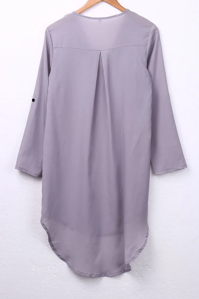 Женское шифоновое платье с длинным рукавом разрезом|women dress|long sleeve casual dressshirt dress |