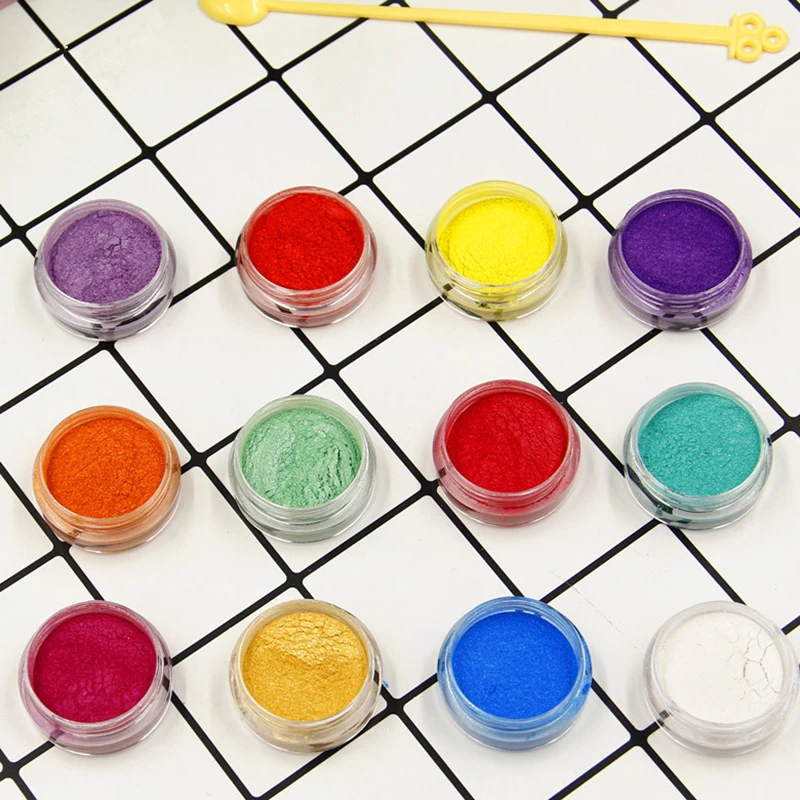 Дизайн ногтей 12 цветов жемчужный порошок тени для век Перламутровые высокий