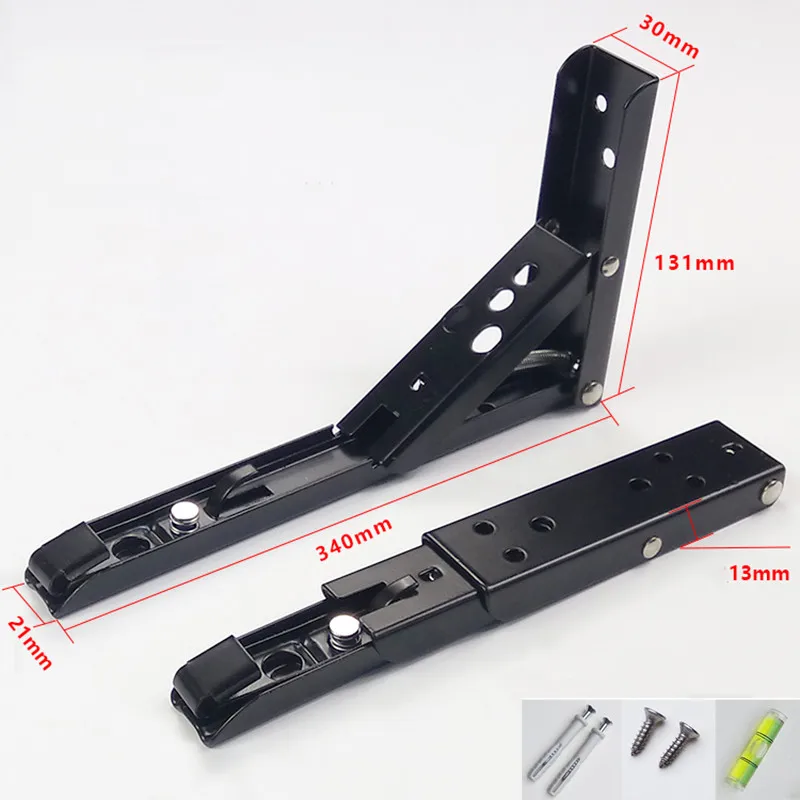 2 шт. 14 дюймовый черный треугольный складной угловой кронштейн Регулируемый
