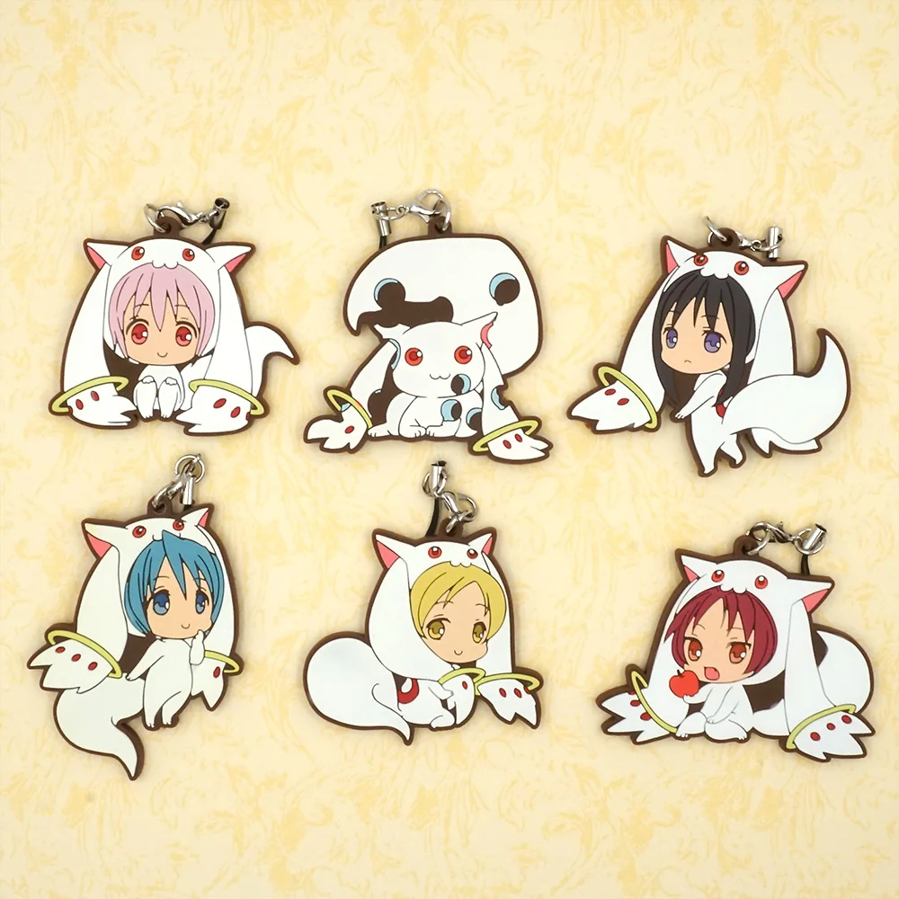 Puella Magi Madoka Magica аниме инкубатор QB Kaname Akemi Homura Miki Sayaka Tomoe Mami Sakura Kyouko резиновый брелок |