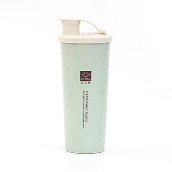 450ml протеин порошок шейкер бутылка для воды пшеничной соломы BPA бесплатно смеситель спортивные Фитнес шейкеры для протеиновых коктейлей молочных коктейлей с бутылка - Цвет: C Green
