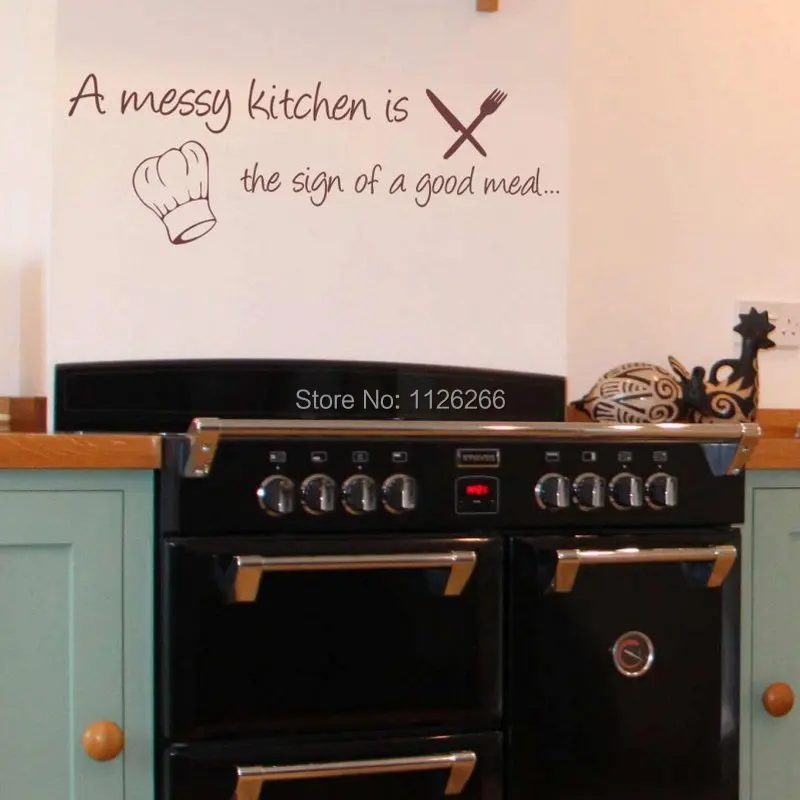 A Messy Kitchen the Sign of a Good Meal Quote Wall Decal Home Sticker Vinyl Letters Decor | Дом и сад