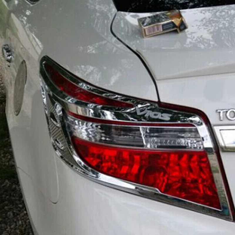 

For Toyota VIOS 2014 ABS Chrome Accessories Rear Tail Lights Lamp Covers Frame Trim Car Quality Styling Sequins