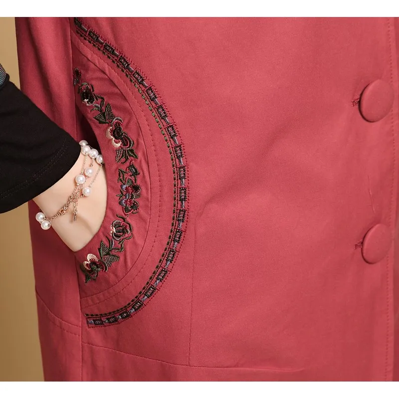 Весенняя куртка среднего возраста пальто одежда для мам 2019 Женская однобортная