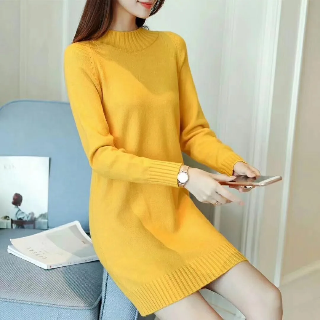 Осень 2019 свитер с воротником до локтя женский осенне-зимний свободный в