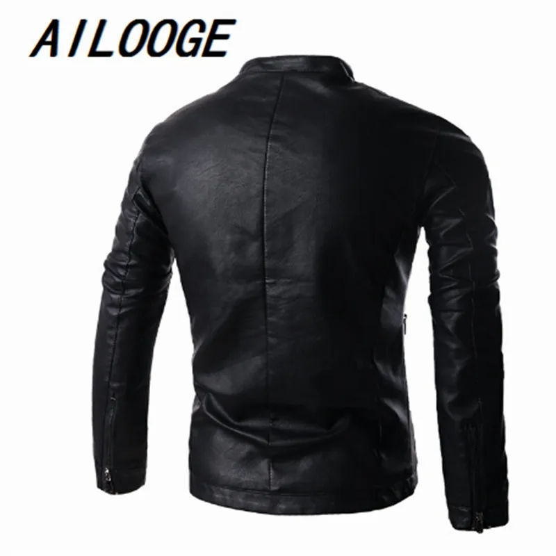 Высококачественная кожаная мужская мотоциклетная куртка из ПУ кожи