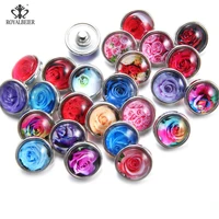 royalbeier 20pcslot exotic 12mm glass acrylic european beads cabochon snap button glass beads jewelry making material kzhm122