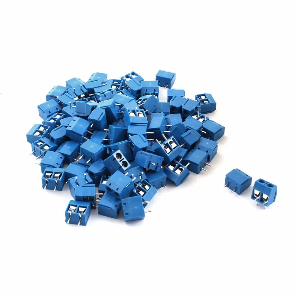 

100pcs 2P Plug-in Screw Terminal Block Connector 5.08mm Pitch Blue 301