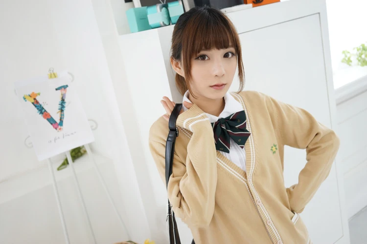 Японская школьная форма JK из аниме Yamada-kun до 7-NIN no Majo свитер бежевый Кардиган с