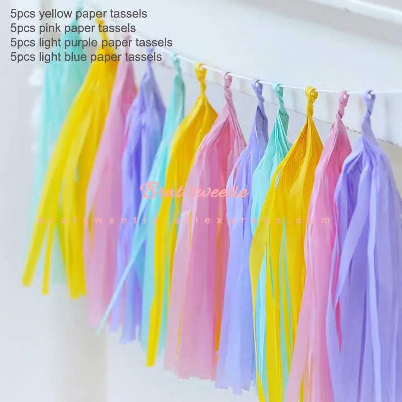 20pc UNC tassels Вечерние одноразовые столовые приборы в виде единорога, баннеры с флагом, Детские баннеры для девочек на первый день рождения, вечерние скатерти - Цвет: 20pc UNC tassels