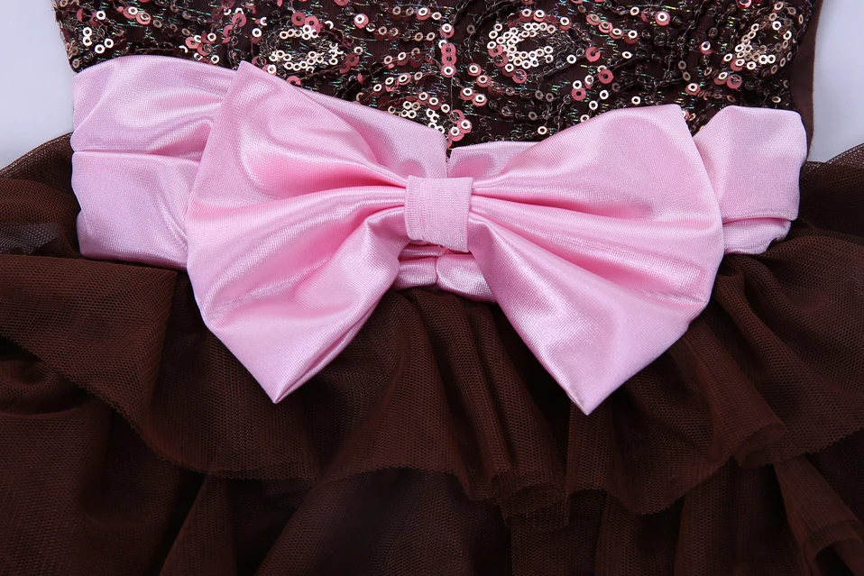 Розничная продажа кофейное вечернее платье Cutestyles с блестками для девочек