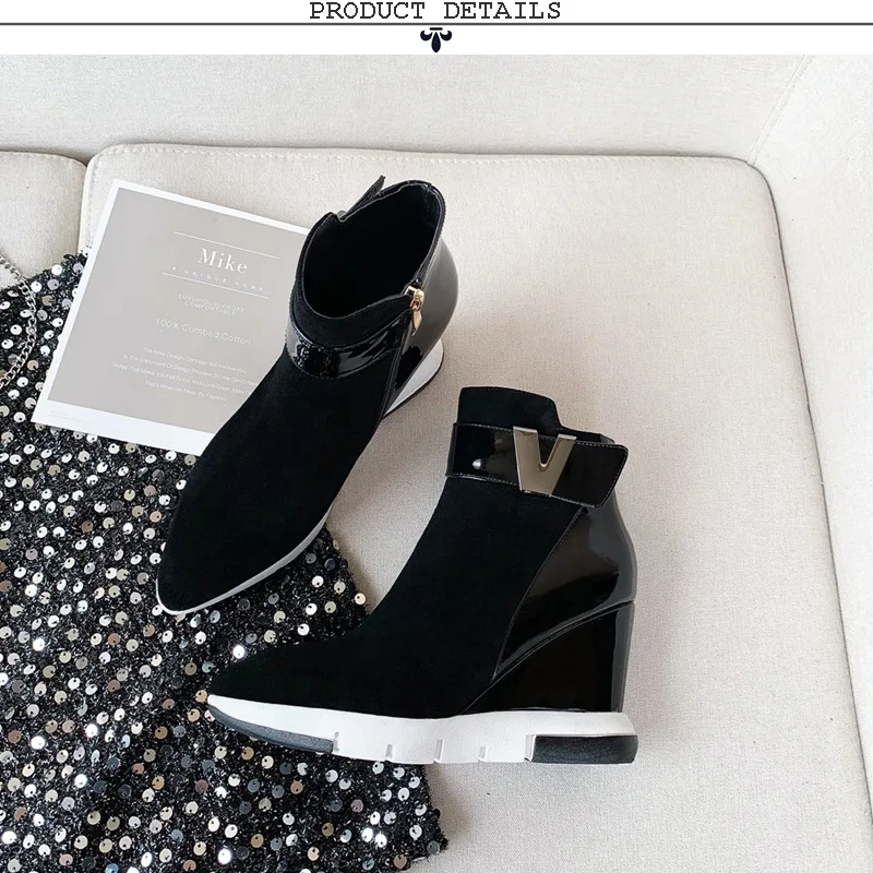 ZVQ woman shoes winter warm new fashion pointed toe zip ankle boots outside super high heels platform ladies shoes drop shipping