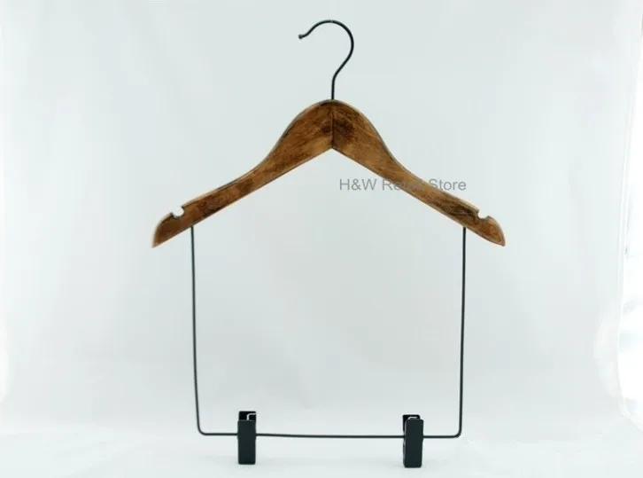 [Бесплатная доставка] комбинированная античная деревянная вешалка с зажимами
