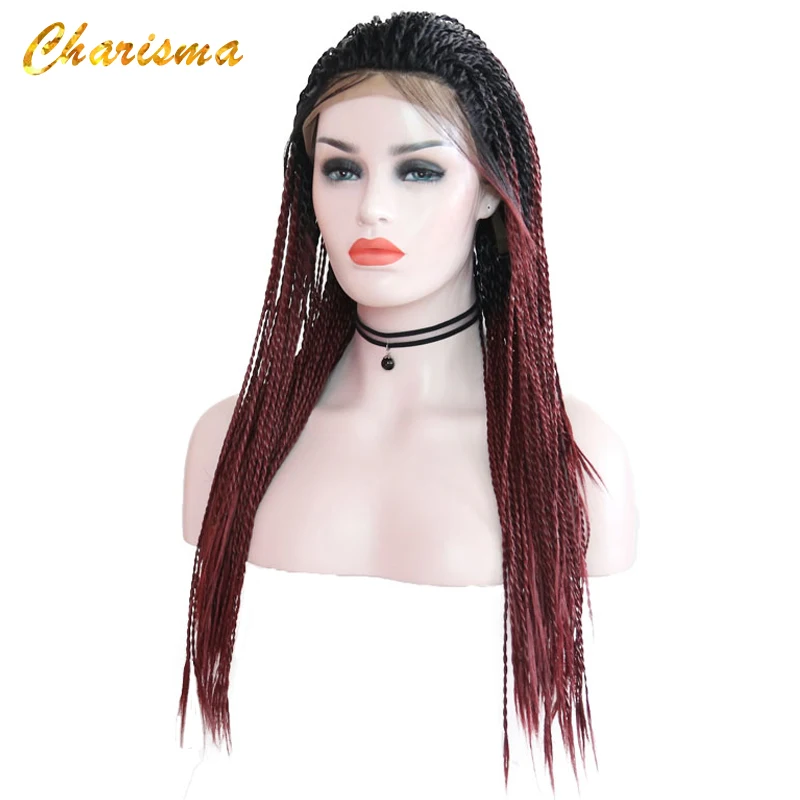 Парик Charisma 2X парики с косами синтетические на фронте шнурка 24 дюйма красный парик