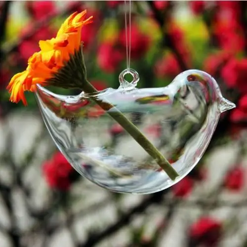Ваза-Террариум стеклянная Прозрачная с птицами контейнерный горшок цветов для