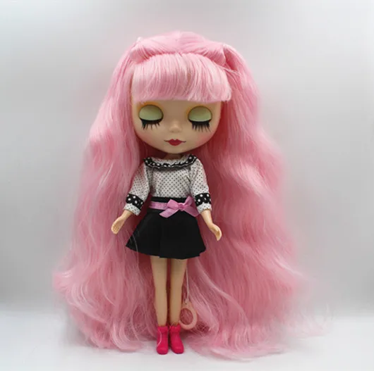 Кукла Blygirl Blyth розовые волосы могут быть закрытыми глазами матовая маска кукла